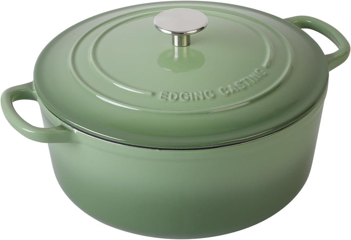 Enameled Cast Iron Dutch Oven Pot with Lid, 5.5 Quart, for Bread Baking, Cooking, Pistachio Green+2