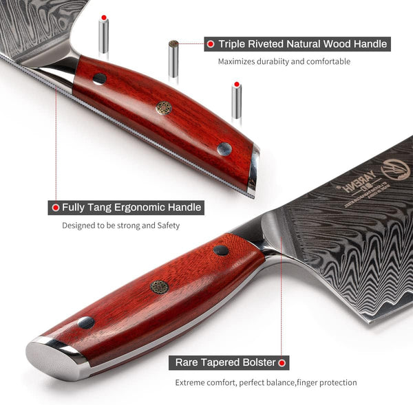 Santoku Knife 7 Inch, 67-Layer Damascus Steel Chef Knife, Sharp Long-Lasting Sharpness, Rust-Resistant, Kitchen Knife for Professional and Home Use3