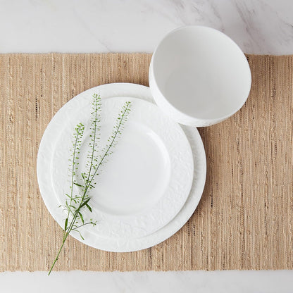 Claire Floral Bone China Lightweight Chip Resistant 12 Piece Dinnerware Set, Service for 4, White5