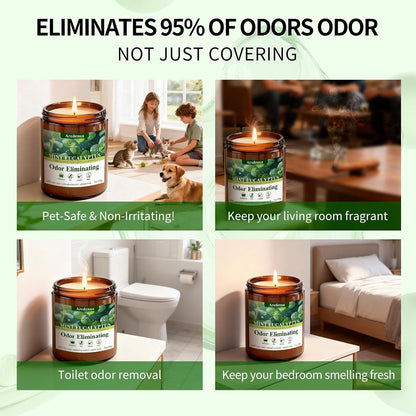Mint Eucalyptus Odor Eliminating Candles, 7 Oz Soy Scented Candle7