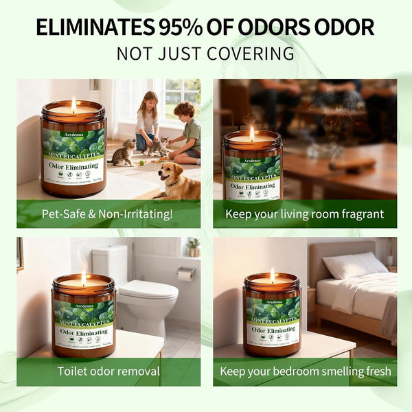 Mint Eucalyptus Odor Eliminating Candles, 7 Oz Soy Scented Candle7