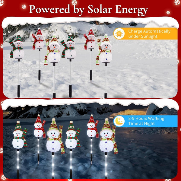 Solar Snowman Christmas Pathway Lights, Cool White, 3 Pack3