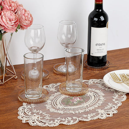Modern Clear Coasters Set of 5- Glass Cute Coasters for Drinks, Amber | Crystal Coaster round Chic Cup Mat Cute Coffee Table Coaster for Kitchen, Bar, Dining Room, Living Room, Patio2