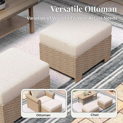 5-Piece Wicker Patio Conversation Set, Beige5