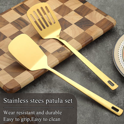 Stainless Steel Spatula Set, Heavy Duty Thickened Premium Metal Cooking Utensils, Dishwasher Safe Reusable Kitchen Spatulas for Home Restaurant Camping Party Wedding Banquet3