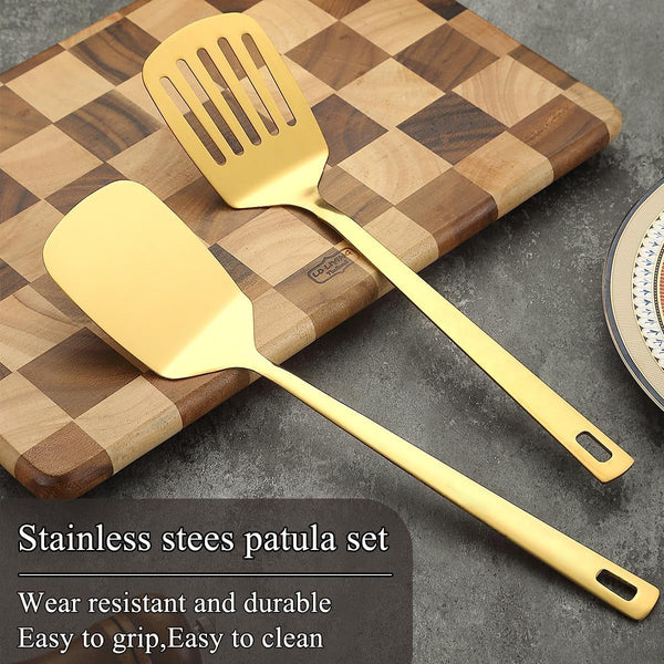 Stainless Steel Spatula Set, Heavy Duty Thickened Premium Metal Cooking Utensils, Dishwasher Safe Reusable Kitchen Spatulas for Home Restaurant Camping Party Wedding Banquet3