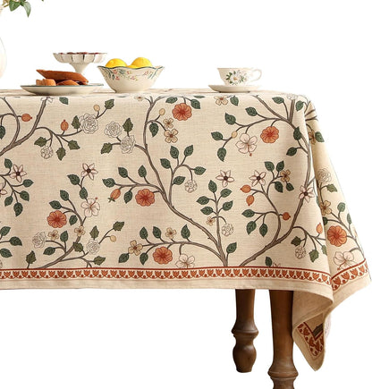 Vintage French Linen Square Small Tablecloth,55"X55"-Flora A1