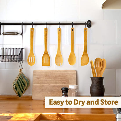 7-Piece Wooden Cooking Spoons, Natural Bamboo Utensil Set5