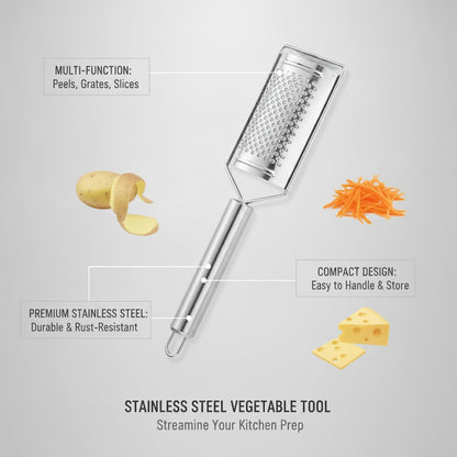 3-In-1 Stainless Steel Vegetable Peeler and Prep Tool - Multi-Function Handheld Kitchen Gadget for Peeling, Grating & Processing5