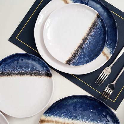 12-Piece Melamine Dinnerware Set for 4, Blue Ombre Plates and Bowls1