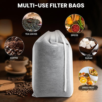 Cold Brew Bags, 120 Count Brew Coffee Filter Bags, 4X6 Inch | Disposable Fine Mesh Drawstring Pouches, Fits Mason Jars & French Press, Ideal for Cold Brew, Coffee, Tea, Herbs & Spices5