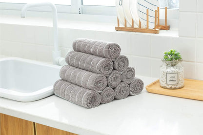 Microfiber Dish Towels - Soft, Super Absorbent and Lint Free Kitchen Towels - 8 Pack (Lattice Designed Gray Colors) - 26 X 18 Inch6