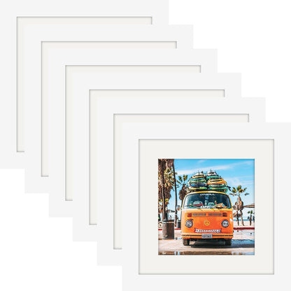 6X6 White Picture Frames Square Classic Natural Wood 6 Pack for Wall Mounting and Tabletop Display1