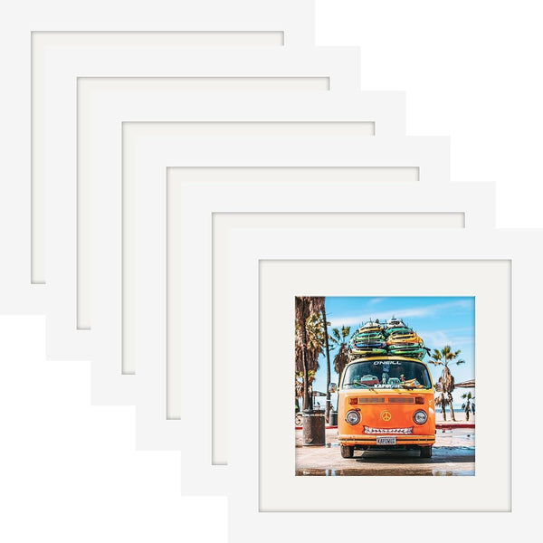 6X6 White Picture Frames Square Classic Natural Wood 6 Pack for Wall Mounting and Tabletop Display1