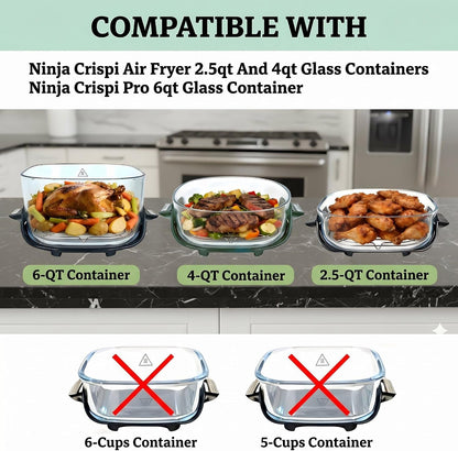 2-Pack Square Crisper Racks for Ninja Crispi 2.5/4/6 QT | Food-Grade 18/8 Stainless Steel, Dishwasher Safe, 0.8-In Enhanced Air Circulation, Sturdy5