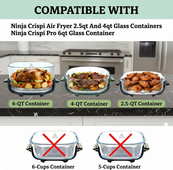 2-Pack Square Crisper Racks for Ninja Crispi 2.5/4/6 QT | Food-Grade 18/8 Stainless Steel, Dishwasher Safe, 0.8-In Enhanced Air Circulation, Sturdy5