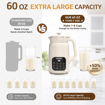 8 in 1 Nut Milk Maker Machine, 60Oz Soybean Milk Blender for Homemade Almond, Oat, Coconut, Soy, Plant Based Milks and Non Dairy Beverages with Auto Clean/24H Delay/Keep Warm/Boil Water2
