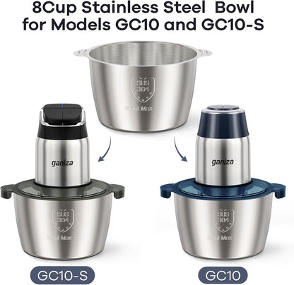 SUS 304 Stainless Steel Bowl Compatible with  GC10 & GC10-S Food Processor, 1PCS, 8Cup2