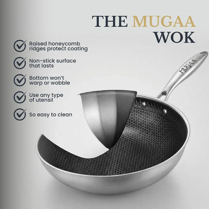® 11" Honeycomb Stainless Steel Wok with Lid, Nonstick, Induction Safe | Heavy-Duty Stir Fry Pan, Induction Compatible & Even Heat Distribution, Pfoa-Free Non Toxic Cookware, Oven & Dishwasher Safe3
