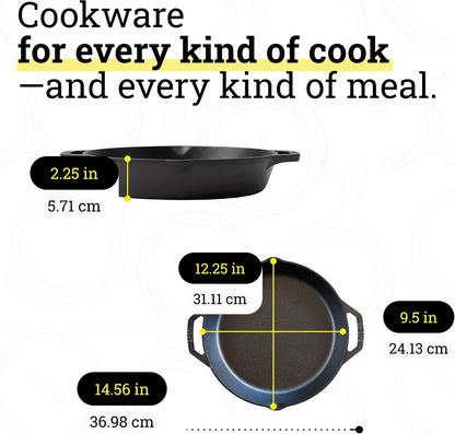 Pre-Seasoned Cast Iron Dual Handle Pan, Pfas-Free, 12 Inches | Cast Iron Dual Handle Pan, Oven & Stovetop Safe, Non-Toxic, Induction Compatible, Made in USA, Naturally Nonstick7