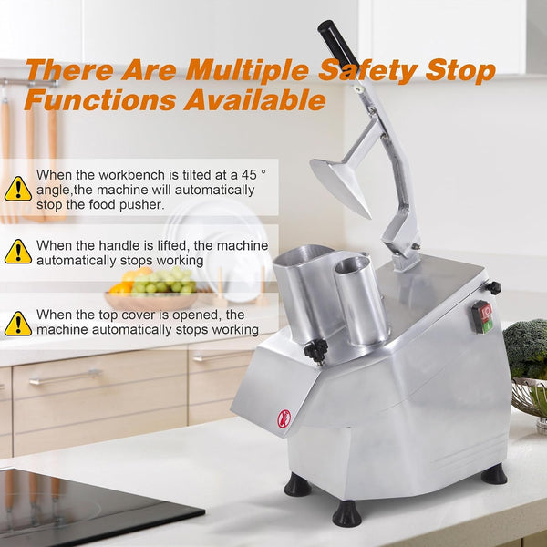 CMI Commercial Multifunctional Automatic Vegetable Cutter and Food Processor,Potato Onion Slicer,Electric Fruit and Cheese Grating Machine,Slicer Vegetable Cutter with 5-Blades 550W/110V5