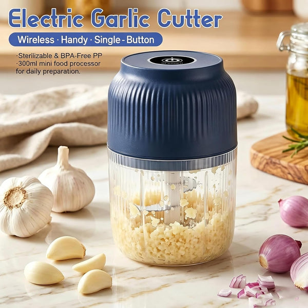 Electric Garlic Chopper, 2026 New Mini Food Processor & Food Chopper for Kitchen, Portable Cordless Garlic Mincer, Onion, Ginger, Chili(350Ml Blue)2