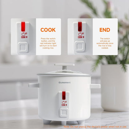 Small Rice Cooker White 1.5 Quart Mini Non-Stick Coated Insert Food Steamer and Dishwasher-Safe Glass Lid and Pot, White6