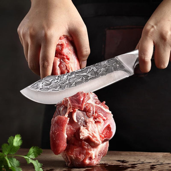 Meat Cleaver,Cleaver Knife 7 Inch Hand Forged Slaughter Boning Knife Kitchen Chef Slicing Meat Bone Butcher Knives Wood Handle with Cover6