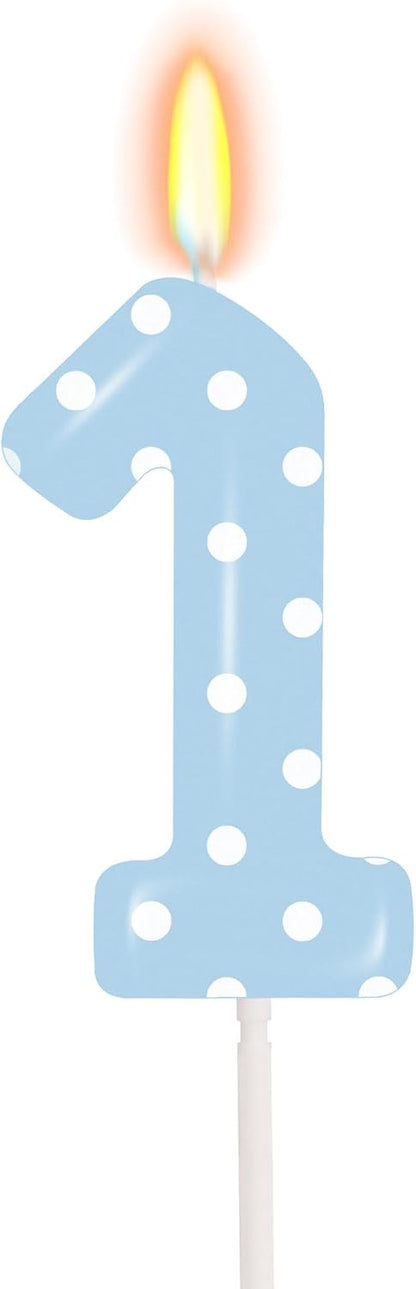 Blue Polka Dot Birthday Number 1 Candle 1St Birthday Decorations Boy1