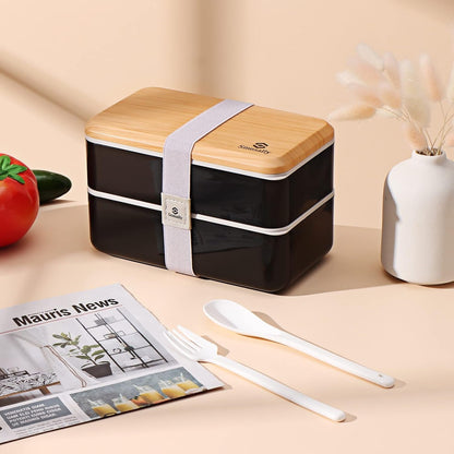 Bento Box Adult Lunch Box with Compartments for Women & Men,(47Oz)Stackable Japanese Bento Lunchbox,Rectangle Lunchable Food Container with Utensil Set,Leak-Proof & Microwave/Dishwasher Safe5