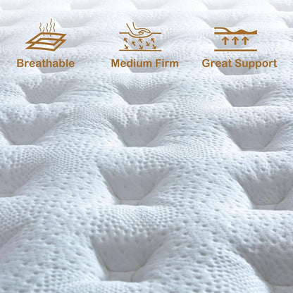 Queen Mattress, 12 Inch Queen Size Hybrid Mattress in a Box with Memory Foam and Individually Pocketed Spring, Motion Isolation, Pressure Relief, Medium Firmness, Certipur-Us Certified4