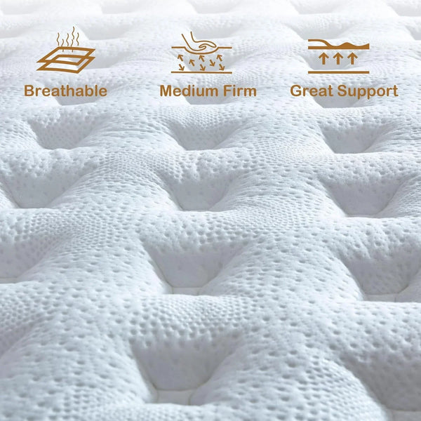 Queen Mattress, 12 Inch Queen Size Hybrid Mattress in a Box with Memory Foam and Individually Pocketed Spring, Motion Isolation, Pressure Relief, Medium Firmness, Certipur-Us Certified4