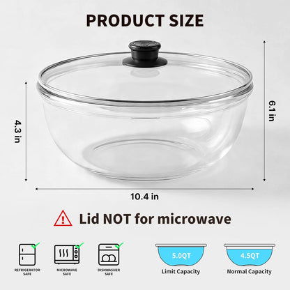5QT Large Glass Mixing Bowl with Lid, Glass Bowl for Sourdough Bread Making3