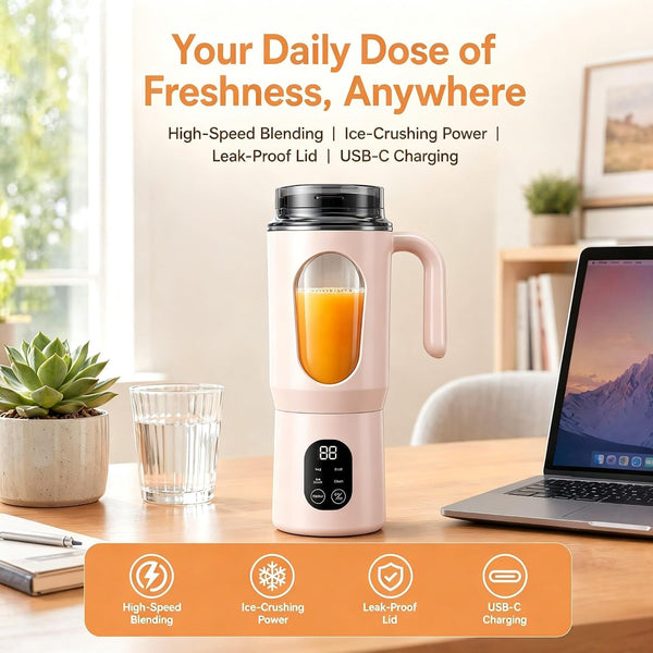 580Ml Portable Personal Smoothie Blender with 12 Serrated Blades, USB-C Rechargeable IPX6 Waterproof Small Mini Blender, Fruit Mixer with Self-Cleaning, for Kitchen, Gym, Office, Camping Travel6