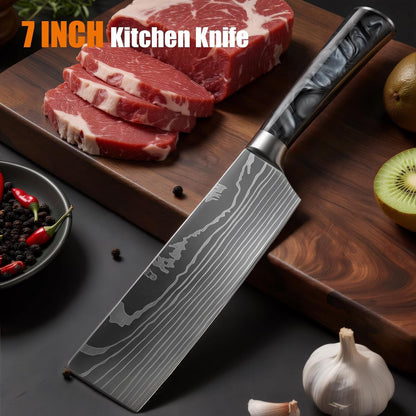 Black 7 Inch Nakiri Knife, Ultra Sharp Vegetable Chopping Cleaver4