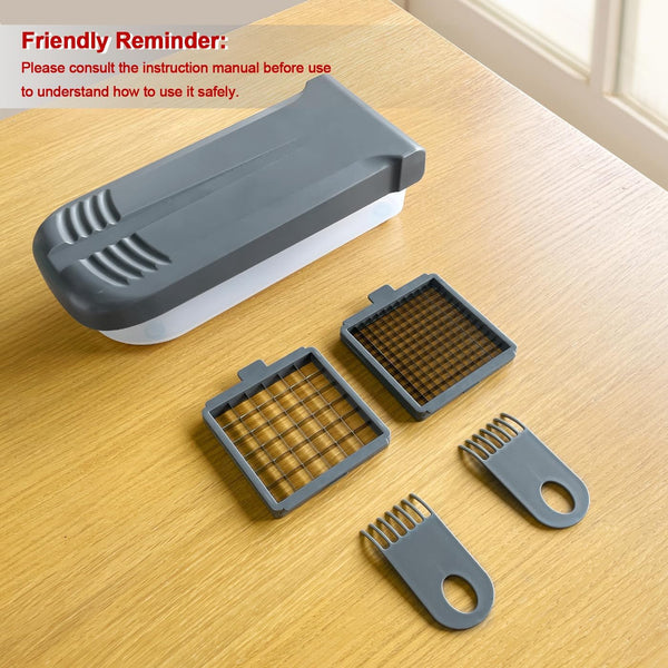 Multifunctional Food Chopper - Onion, Vegetable Slicer Dicer Cutter, Potato Cutter - Veggie Chopper with Container (4 in 1, Grey)6
