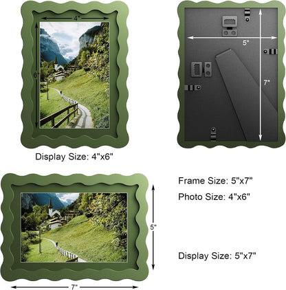 5X7 Wavy Picture Frame with 4X6 Mat, 5 X 7 Wood Frame, Real Glass3