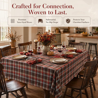 55X86 Inch Plaid Tablecloth Rectangle Woven Checkered Table Cover6
