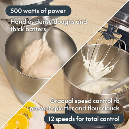 STIR 5.3Qt Tilt-Head Stand Mixer, 12-Speed Countertop Mixer, Oatmilk3