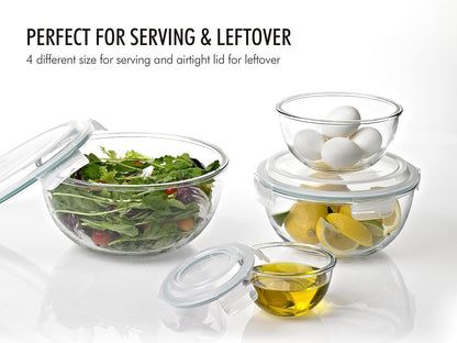 Mixing Bowl with Latching Lids 8-Pieces Set – Airtight, Leakproof, BPA Free Lids, Nesting, Meal Prep, Baking, Salad, Food Storage & Serving Bowl, Microwave, Fridge & Freezer, Dishwasher Safe5