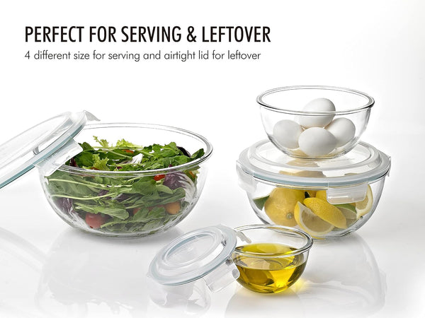 Mixing Bowl with Latching Lids 8-Pieces Set – Airtight, Leakproof, BPA Free Lids, Nesting, Meal Prep, Baking, Salad, Food Storage & Serving Bowl, Microwave, Fridge & Freezer, Dishwasher Safe5