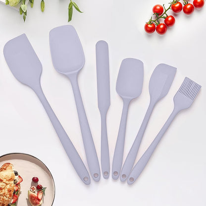 6 Pieces Silicone Spatula Set, Rubber Spatulas Silicone Heat Resistant Spatula Set for Kitchen Use, Food Grade Rubber Spatula with Ergonomic Grip, Cooking, BPA Free Dishwasher Safe(Purple)1