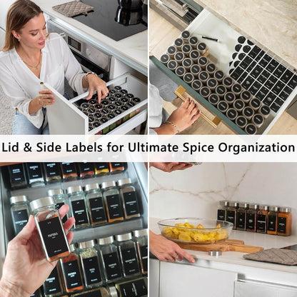 Glass Spice Jars with Label 24X4Oz - Spice Containers +280 Labels4