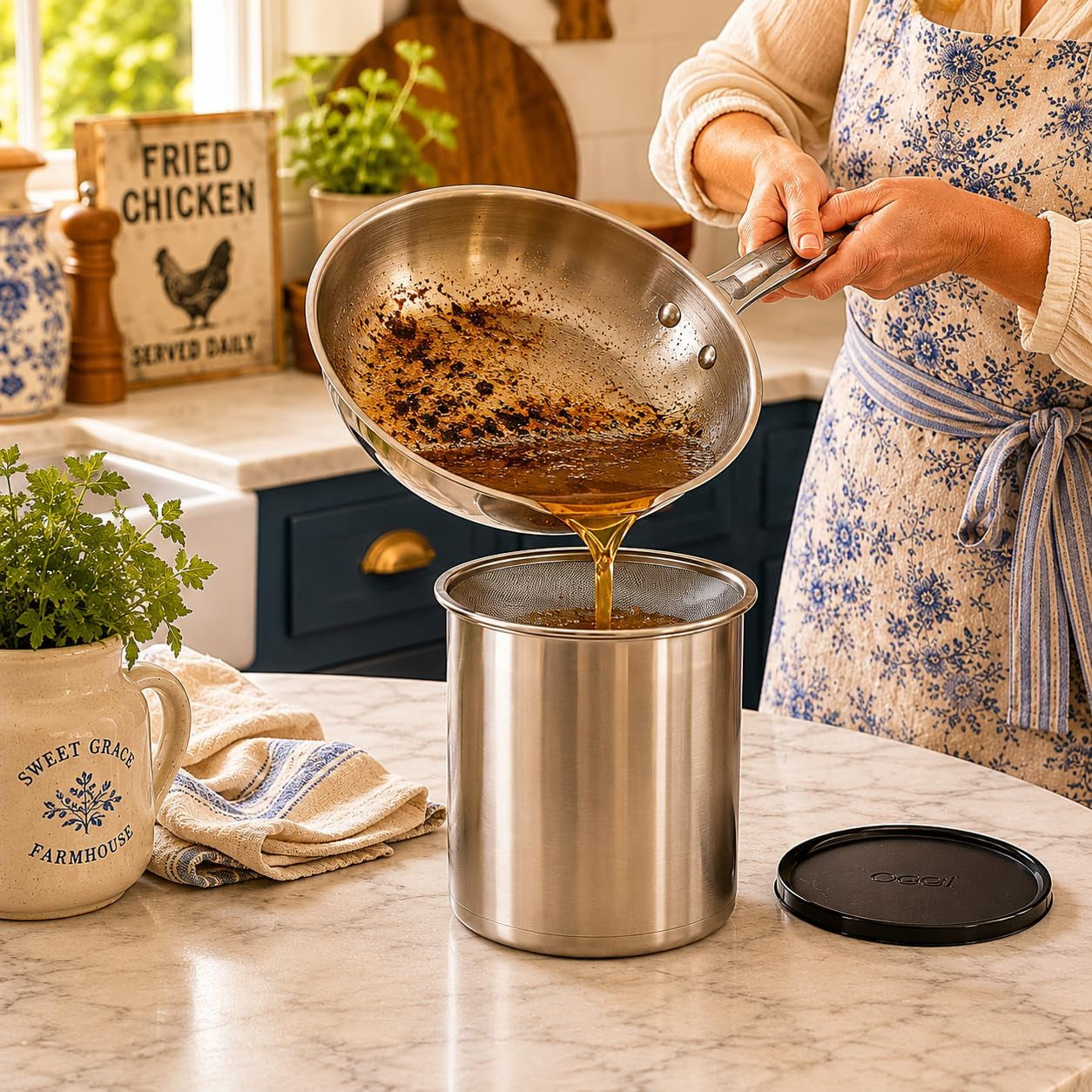 oggi-stainless-steel-jumbo-grease-container-with-removable-strainer-and-snug-lid-perfect-container-for-fryer-oil-bacon-drippings-lard-and-ghee-oil-large-capacity-can-1-gall-4-qt-3-75-lt