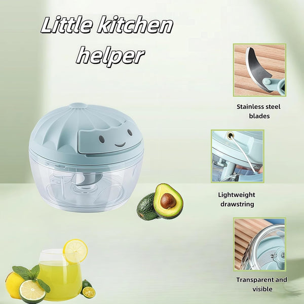 Manual Food Processor Vegetable Chopper, Mini Hand Pull String Garlic Chopper Onion Cutter for Veggies, Ginger, Fruits, Nuts, Avocado, Garlic Etc., Food Safe Material, 160Ml (Blue)6