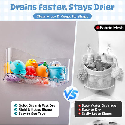 Bath Toy Storage Holder, 2 Pack Clear Bathtub Organizer4