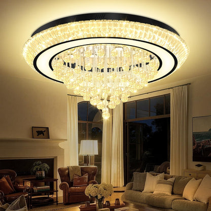 40In Black Crystal Chandelier Modern LED Crystal Raindrop Chandelier for Dining Room, Glam Crystal Ceiling Light for Living Room2