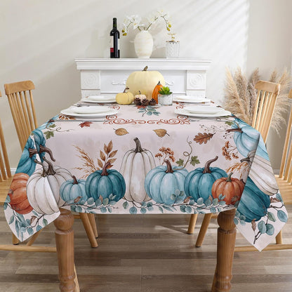 Fall Tablecloth 60X84 Inch - Fall Decorations for Home | Pumpkins Farm Water Resistant Rustic Table Cloth Rectangle for Party, Dinning, Home3