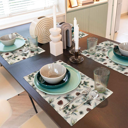Winter Pine Cone Rustic Branches Placemats Set of 4 12X18 Inch6
