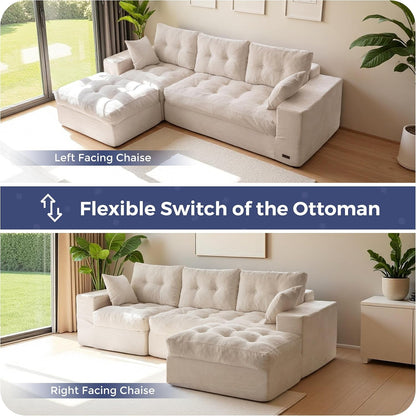 Boneless Couch, 96-Inch L-Shaped Cloud Couch with Ottoman6